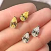 Device Esieunee 100% Sterling Sier Pear Cut Citrine High Carbon Diamond Gemstone Ear Stud Earrings Wedding Fine Jewelry Wholesale