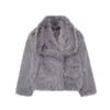 Winter Warm Fur Coat Women Elegant Turndown Collar Long Sleeve Short Coats Female 2023 Fashion Streetwear Outwear