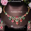 Charme Trois Grâces Noble Vert Rouge Ovale Zircon Cubique Nigérian Dubaï Collier De Mariage De Mariée Boucles D'oreilles Ensemble De Bijoux pour Les Mariées Tz552