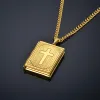 Jezus Cross Naszyjnik dla mężczyzn Kobiety 14K Żółty złoty łańcuch męski męski obrazek w stylu krucyfiks wisiorek