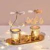 2PCS Candle Holders Rotating Candle Stick Holder Gold Candlestick Home Decoration Romantic Valentine's Gift Party Room Decor Carousel Candle Stand