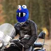 Couvre-casque de moto, cadeaux de noël, tenue bleue douce et mignonne, moto d'extérieur pour visage complet, chaud et amusant