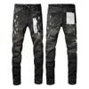 Designerjeans für Herrenhosen lila Jeans Lila Jeans Herren Jeans Trends Distressed Schwarz zerrissener Biker Slim Fit Motorradmänner gestapelt Jeans Männer Baggy Jeans Hole