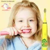 Cepillo de dientes Cepillo de dientes eléctrico sónico Niños de dibujos animados con cepillo de limpieza Ultrasónico IPX7 Cepillo temporizador recargable a prueba de agua para niños