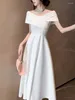 Casual Dresses Summer Women Dress Off Shoulder Elegant Stain White Female Party Clothing 2024 Fashion Wedding Mujers A-Line Slim Midje Robe