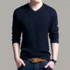 Men's Sweaters Man Casual Fleece Solid Color Sweater V-neck Knit Pullover Plus Size