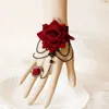 Bracelets à maillons en dentelle Rose noire pour fille, 1 pièce, bijoux d'halloween et de noël, accessoires cadeaux