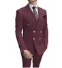 Costumes pour hommes Blazers Costumes Pour Hommes Bleu clair Smoking Veste Pantalon Boutons d'or Party Tuxedo Robe Double boutonnage Hommes Costumes pour le marié de mariage