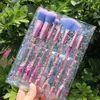 Makeup Brushes New 7 quicksand makeup brushes with water handle unicorn liquid glitter shell makeup brush set factory direct sale Q240126