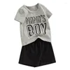 Kledingsets Toddler Boy zomerkleding Mama Letter Afdrukken Solid Color T-Shirt Shorts Baby Outfit 2pcs