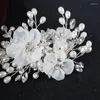 Hair Clips MXME Rhinestones Pearl Flower Pin Bride Hairpieces Accessory For Women Girl