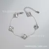 Designer Van cl-ap New Year's Good Luck s925 Sterling Silver Bracelet Laser Lucky Four leaf Grass Five flower for Girl Students