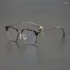 Lunettes de soleil Cadres Acétate Pure Titanium Lunettes Ultralégères Hommes d'affaires Vintage Carré Demi Sourcils Style Original Design Prescription