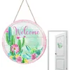 Decorative Flowers Rustic Spring Welcome Sign - Farmhouse Wooden Door Hanger For Home Porch Patio Unique Garden Decor Festival Friendly