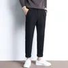 Trajes para hombre, pantalones de lana informales clásicos de otoño e invierno, moda de negocios, pantalones de corte Regular, rectos de cintura alta, 2024