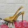 6.5/10.5cm Slingbacks Pumps Women High Stiletto Heel Platform Designer Dress Office Slide on Luxury Shoes Pointed Toe Sexy Sandals Metal Buckle