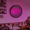 LED Neon Sign 3D Magic Infinite Mirror Multi-layer Lips Pink Light LED Neon Round Mirror Sign USB + Caixa de bateria para meninas Decoração de quarto Lâmpada noturna YQ240126