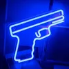 Letrero de neón LED Nueva pistola en forma de letrero de neón LED Super Cool colgante Arte de neón Luz nocturna Pistola Lámparas de neón USB con interruptor para decoración de sala de juegos YQ240126