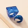 Cluster Rings 2pcs Exaggerated Acrylic For Women Fashion Geometry Resin Ring Hip Hop Statement Thumb Men