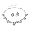 Pendant Necklaces Korea Style Wedding Jewelry White Butterfly Shaped Crystal Rhinestone Imitate Pearl Necklace Earring Set