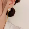 Boucles d'oreilles coréennes exquises, pompon flocon de neige Super scintillant, aiguille en argent 925 légère, luxe, mode automne et hiver