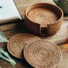 Sottopiatti pratici di forma rotonda, diametro 20 cm, in rattan naturale, per bevande, caffè, tazze da tè, per feste in cucina, ufficio domestico