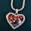 Ciondolo personalizzato a forma di cuore amore Po Crea immagine di memoria Collana hip hop catena per gioielli da uomo donna 240119