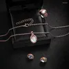 Halsbandörhängen Uppsättning 3 st/1Set Fashion Natural Opal Jewelry Crystal Gemstone Pendant Ring Accessories for Women