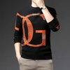 Men's Sweaters Light Luxury Velvet Knitted Pullover 2023 Winter O-Neck Embroidery Print Long Sleeved Designer Warm Sweaters Men's Clothing Tops T240126