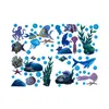 Wall Stickers Blue Underwater World Luminous Sticker Color Love Pattern Removable Art Mural Party Decal Decoration Waterproof