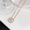 ORIGINAL 1TO1 VAN C-A ​​VERSION Fyra High Leaf Grass Necklace Women's New White Fritillaria Plum Blossom Pendant Single Flower Lucky Clavicle Chaine6vl