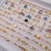 Band Rings 30pcs/Lot Wholesale New Rings for Women Retro Gem Golden Snake Bohemian Party Girl Set Joint Ring Wedding Jewelry Love Gift 240125