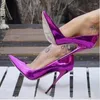 Chaussures habillées Argent Irisé Fluorescent Femme Pompes 12CM Talons Aiguilles En Cuir Verni Mariage Mariée Taille 45 Chaussure De Piste