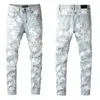 Skinny jeans män mens jeans designers män jeans mens retro lapptäcke blossade byxor cool ny stil för man staplade rippade långa byxor raka y2k l2