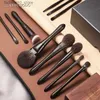 Makeupborstar Chichodo Makeup Brush-Luxurious Professional Black 11 Ebony Borstes Set-High Level Fox Goat Pony Synthetic Hair Cosmetic Tools Q240126