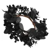 Flores decorativas grinalda de halloween anel preto abóbora pendurado ornamentos atmosfera horror decoração para casa pingente lareira