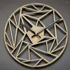 Wandklokken Klok Woonkamer Decoratie Verwijderbaar Eenvoudig Bamboe Geometrisch Patroon Werkt op Batterijen Slaapkamer Rond Modern Cadeau Huis