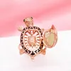 Sets 585 Purple Gold Plated 14K Rose Gold Creative New In Light Luxury Turtle jewelry sets crystals earrings for women Ring Necklace