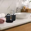 Zestaw akcesoriów do kąpieli akcesoria łazienkowe 6 z szczoteczką do zębów kubek mydły dozownik dania toalety szczotka czarna