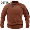 Mens Streetwear Military Sweatshirt Fleece Winter Zipper Pullover Fashion Fast Color Loose Lamb Thick Jacket Men Clothing 240119