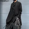 Inderun Men Trench solidny kolor Turtlneck długoterminowy streetwear nieregularny płaszcz Ponchos mężczyzn punkowy moda swobodna płaszcza s-5xl 240122