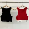 女性ベストデザイナータンクトップファッションレター刺繍ストライプグラフィックニットタンクトップセクシーなノースリーブショートトップ