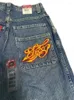 Mannen Jeans JNCO Harajuku Straat Pocket Geborduurde Baggy Denim Wijde Pijpen Broek Man Hip Hop Retro Mode Hoge taille Rechte