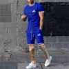 Tracki męskie Summer Mody Osobowość 3D Prosta swoboda T-shirt + krótki sport