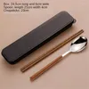 Dinnerware Sets Portable Travel Three-piece Set One-person Chopsticks Stainless Steel Kitchen Accessories Spoon