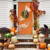 Decorative Flowers Fall Wreath Pomegranate For Front Door Thanksgiving With Striped Bow Harvest Indoor Outdoor Home Decor