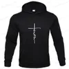 Erkek Hoodies Sweatshirts İnanç Erkekler Sıradan Spor Kapüşonlu Mürettebat Boyun Büyük Boyut Moda Mektubu Baskı Sweatshirt Polar Hoodie Erkek Giyim Moda T240126