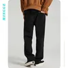 Mäns jeans 2024 Autumn and Winter Fashion All-Match Pure Black Right Leg Casual Long Pants Men