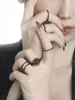 Cluster Rings Minority Design: Retro Red Gem Ring Personality Punk Dark Series Ins Trend Cool Female.