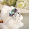 Le plus récent dernier style pour les femmes bague colorée bijoux en argent sterling 925 plaqué ovale arc-en-ciel feu topaze mystique gemmes argent Rings331U